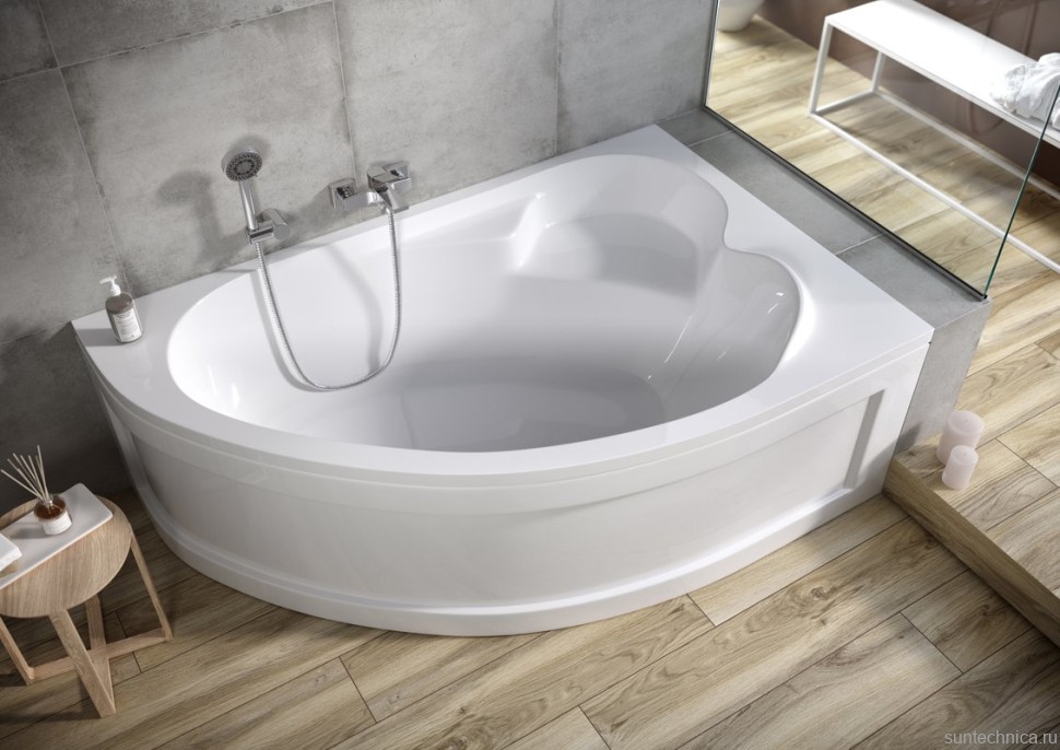 Акриловая ванна Cersanit Kaliope R 170x110 см, правая, пристенная, белая, асимметричная, на ножках, с сиденьем