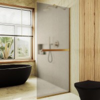 Душевая перегородка Maybahglass MGD-722-3у 69 см, профиль золото, стекло бронза матовое