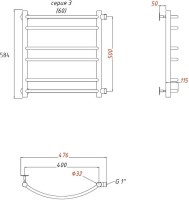 Полотенцесушитель водяной Тругор ЛЦ Приоритет ПМ 3 50x60x40