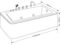 Акриловая ванна Grossman GR-17095-1 R 170x95 см, угловая, правая, пристенная, с гидромассажем, белая, асимметричная, с каркасом, с экраном, со смесителем, со сливом-переливом, с подголовником