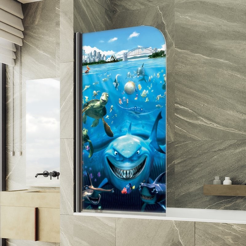 Шторка на ванну Maybahglass MGV-930-ФП005-6 80 см, профиль черный