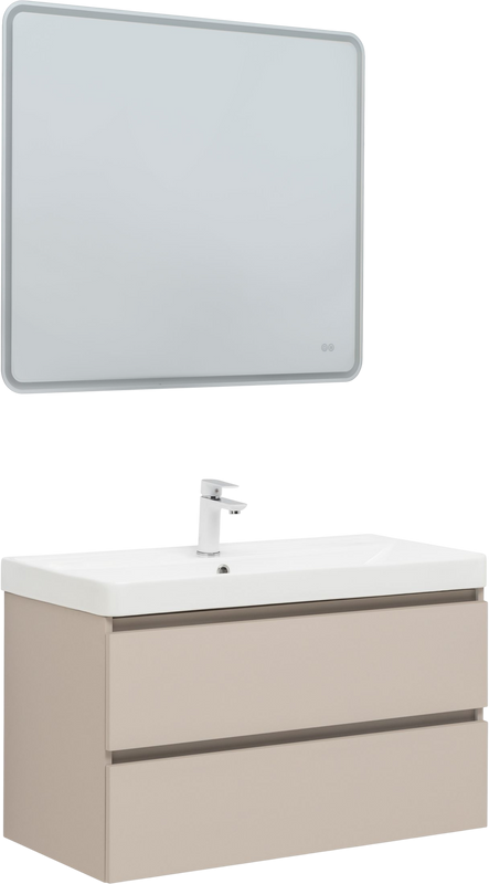 Мебель для ванной комнаты Aquanet Вега 2.0 90 подвесная, бежевая матовая