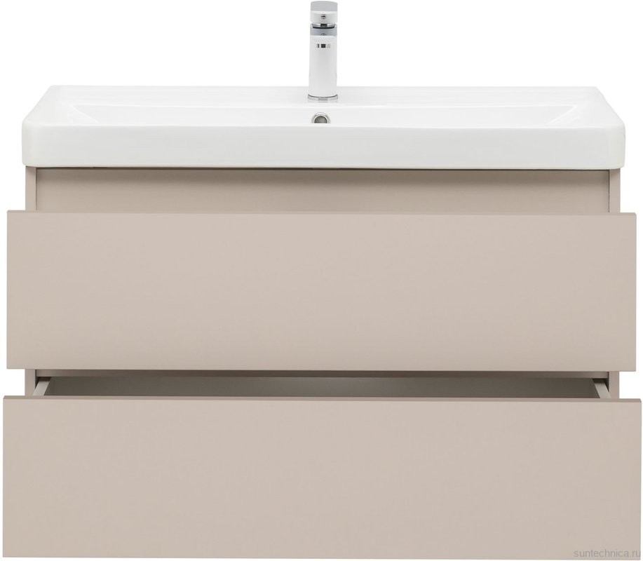 Мебель для ванной комнаты Aquanet Вега 2.0 90 подвесная, бежевая матовая