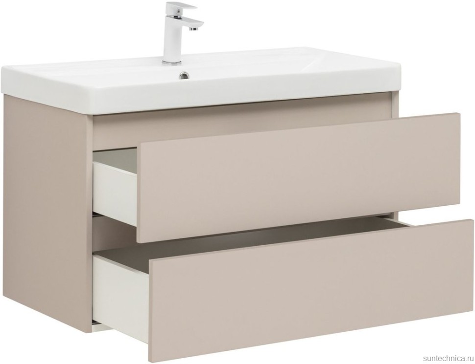 Мебель для ванной комнаты Aquanet Вега 2.0 90 подвесная, бежевая матовая