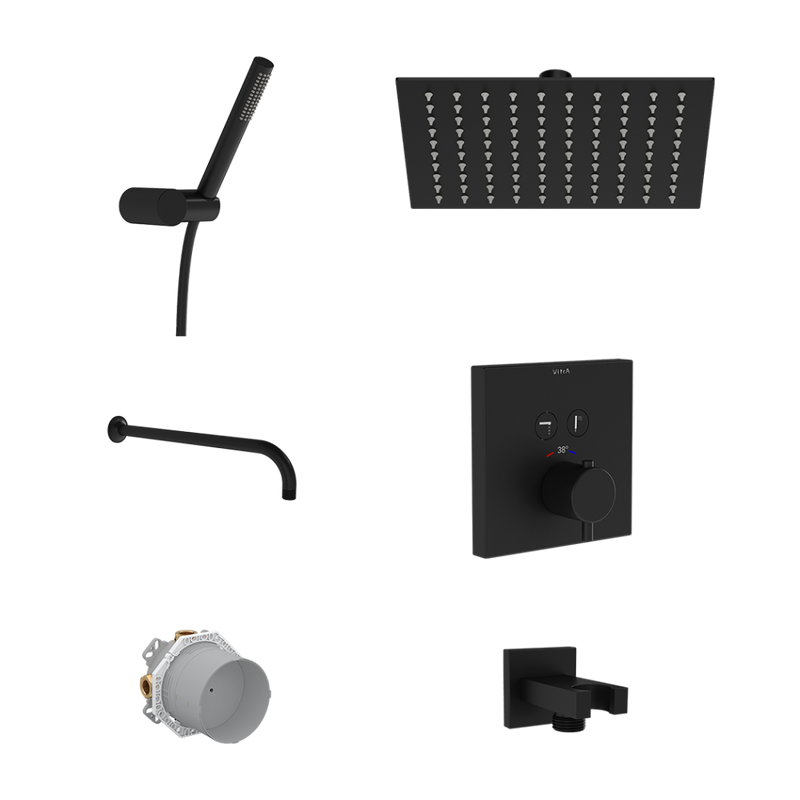 Душевой комплект VitrA Square A49310EXP С ВНУТРЕННЕЙ ЧАСТЬЮ, матовый черный