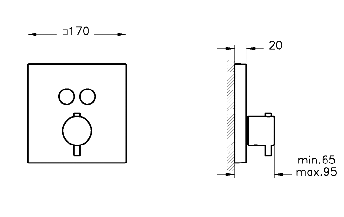 Душевой комплект VitrA Square A49310EXP С ВНУТРЕННЕЙ ЧАСТЬЮ, матовый черный