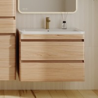 Тумба с раковиной Style Line Атлантика 80 Люкс Plus, подвесная, ясень перламутр
