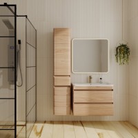 Тумба с раковиной Style Line Атлантика 80 Люкс Plus, подвесная, ясень перламутр