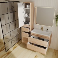 Тумба с раковиной Style Line Атлантика 80 Люкс Plus, подвесная, ясень перламутр