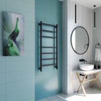 Полотенцесушитель электрический Grota Nosto 530х1200 RAL9005 EL 120x55 см, подключение справа, слева, скрытое подключение справа, матовый черный, лесенка, из стали