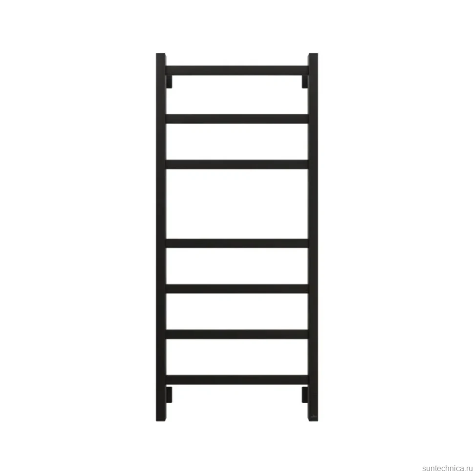 Полотенцесушитель электрический Grota Nosto 530х1200 RAL9005 EL 120x55 см, подключение справа, слева, скрытое подключение справа, матовый черный, лесенка, из стали