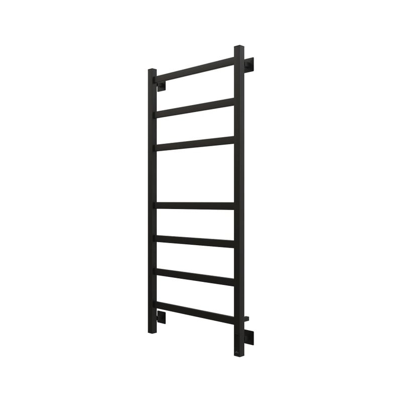 Полотенцесушитель электрический Grota Nosto 530х1200 RAL9005 EL 120x55 см, подключение справа, слева, скрытое подключение справа, матовый черный, лесенка, из стали