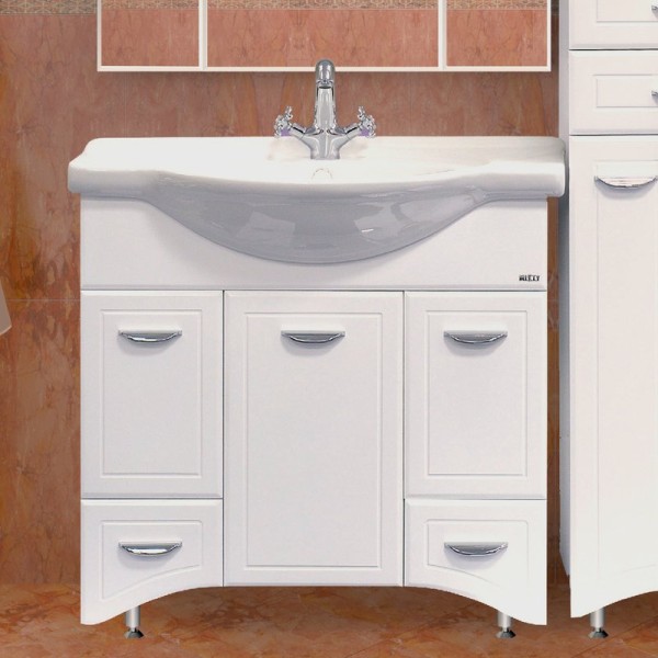 Тумба под раковину Misty Дрея 85 2 ящика, с бельевой корзиной