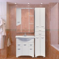 Тумба под раковину Misty Дрея 85 2 ящика, с бельевой корзиной