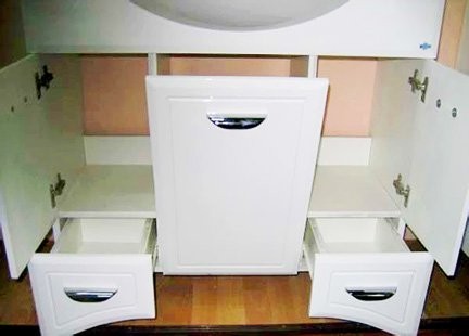 Тумба под раковину Misty Дрея 85 2 ящика, с бельевой корзиной