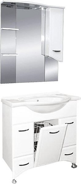 Тумба под раковину Misty Дрея 85 2 ящика, с бельевой корзиной