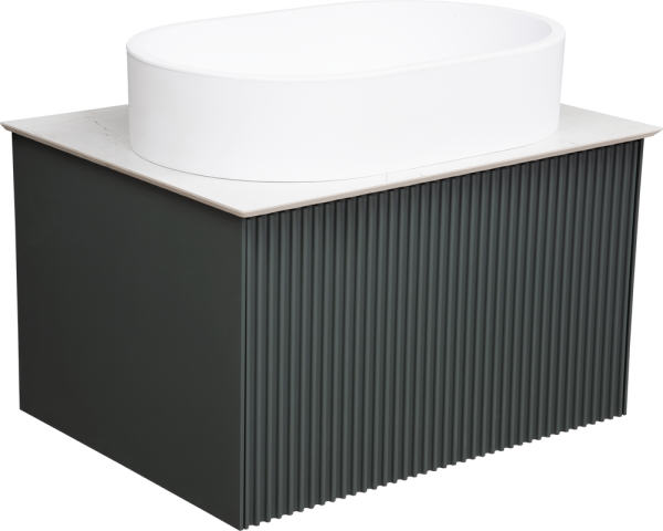 Тумба с раковиной La Fenice Terra 60 серая, белая столешница, матовая раковина