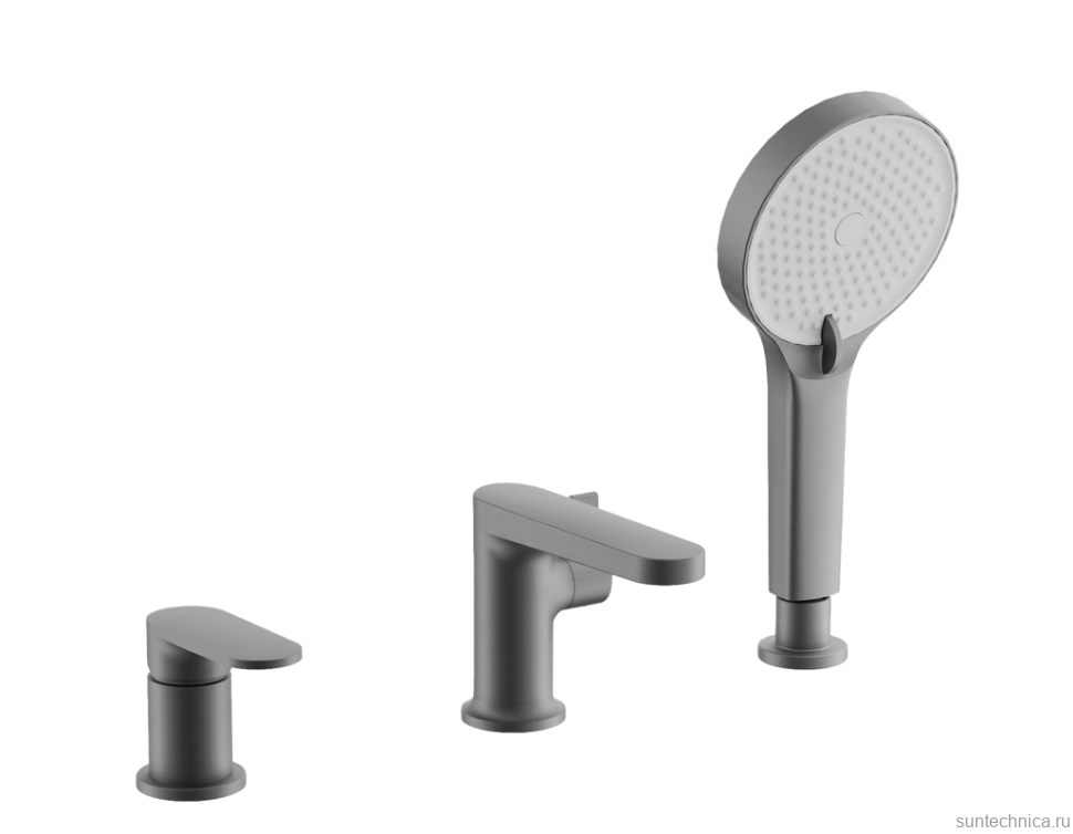 Смеситель на борт ванны BELZ B713 B66713-3 оружейная сталь