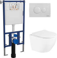 Комплект Унитаз подвесной BelBagno Uno + Инсталляция DIWO + Кнопка 7310 белая