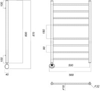 Полотенцесушитель электрический Domoterm Медея П8 50x80 EL, хром, L