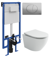 Комплект Унитаз подвесной Ceramicanova Uno Rimless CN11001 белый + Инсталляция STWORKI + Кнопка 230823 хром матовый