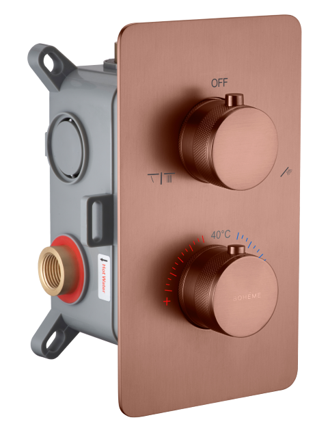 Термостатический смеситель встраиваемый Boheme Cell 134-2-BRB С ВНУТРЕННЕЙ ЧАСТЬЮ, brushed bronze