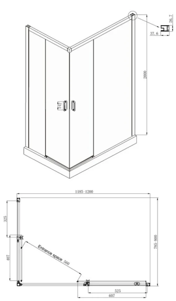 Душевой уголок Ambassador Queen 11011106R 120x80