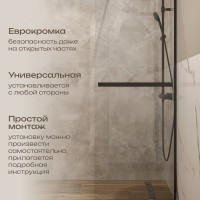 Душевая перегородка DIWO Элиста 70 см, профиль черный матовый, с полотенцедержателем