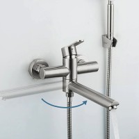 Смеситель с длинным изливом для ванны Frap H801 F32801 сатин Смеситель с длинным изливом для ванны Frap H801 F32801 сатин