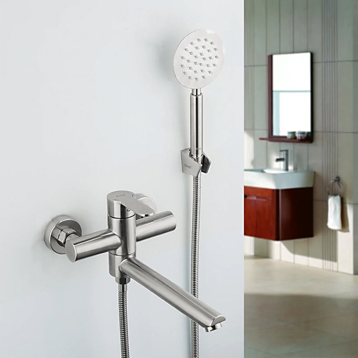 Смеситель с длинным изливом для ванны Frap H801 F32801 сатин