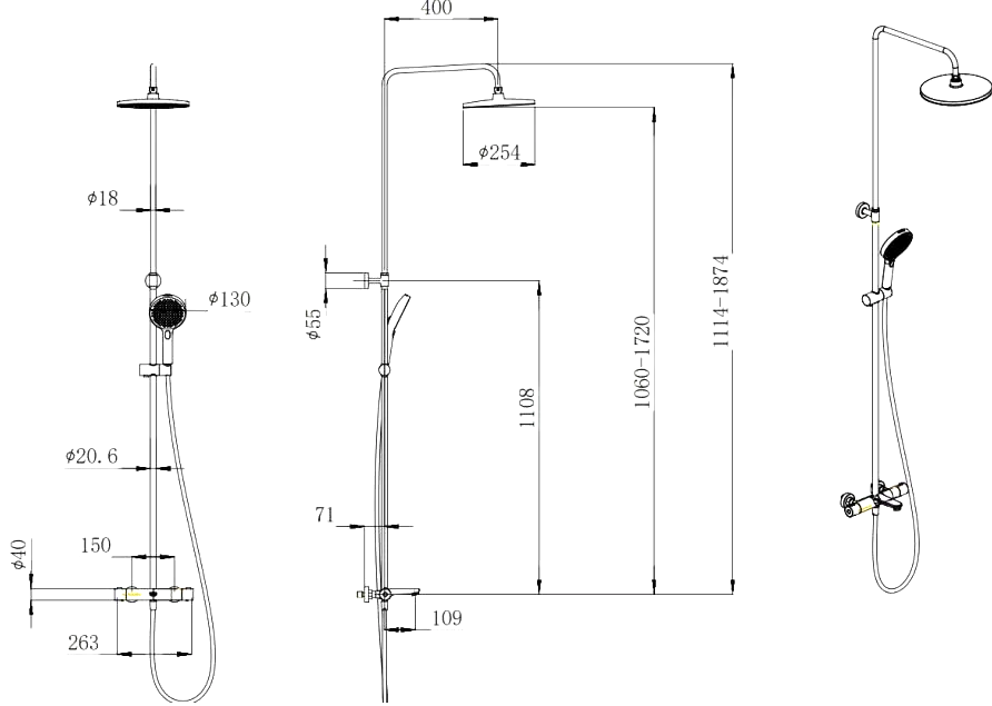 Душевая стойка KERAMA MARAZZI Fonte FO.301.KM.CR хром
