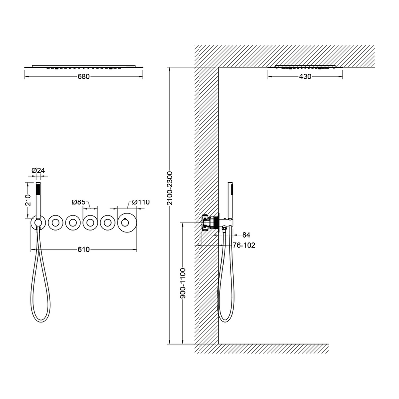 Душевой комплект Timo Saona SX-2319/13SM С ВНУТРЕННЕЙ ЧАСТЬЮ, с термостатом, никель