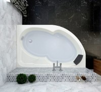 Акриловая ванна Lavinia Boho Grance Hill R 170x105 см, угловая, правая, встраиваемая, белая, асимметричная, с каркасом, с сиденьем, подголовник слева