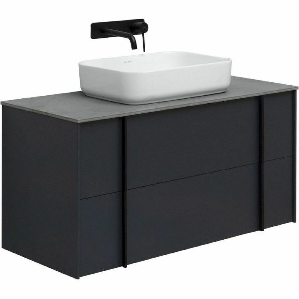 Тумба с раковиной Allen Brau Reality 100 подвесная, антрацит матовый, столешница графит структ, раковина Fantasy Quad 50х36 белая матовая