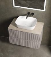 Тумба с раковиной Sancos Snob R 80 см, doha soft, столешница бежевая, раковина CN6008