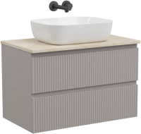 Тумба с раковиной Sancos Snob R 80 см, doha soft, столешница бежевая, раковина CN6008