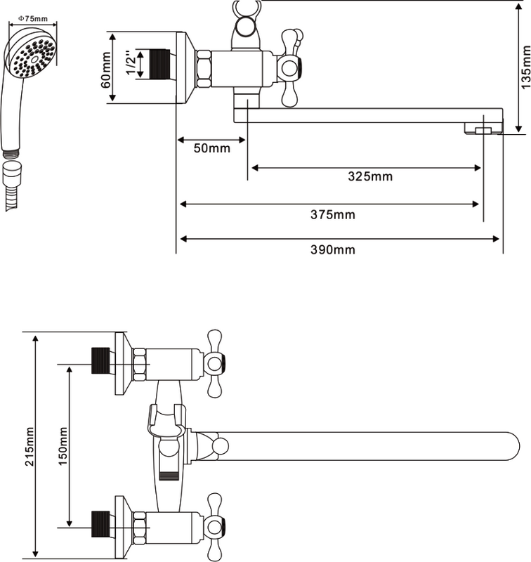 Смеситель с длинным изливом для ванны Olive'S Anari AN19221 хром