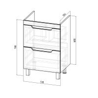 Тумба с раковиной Emmy Агата 55 глянцевая белая