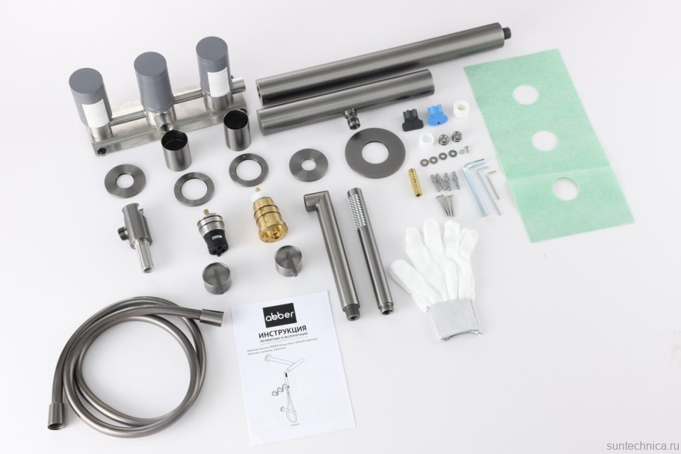 Душевой комплект Abber Perfekte 316 AF8A50BGG С ВНУТРЕННЕЙ ЧАСТЬЮ, брашированная оружейная сталь