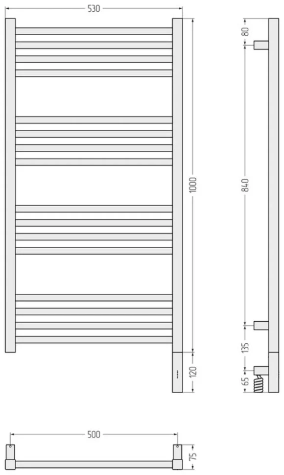 Полотенцесушитель электрический Сунержа Модус 3.1 15-5901-1050 110x55 см, подключение справа, темный титан муар, лесенка
