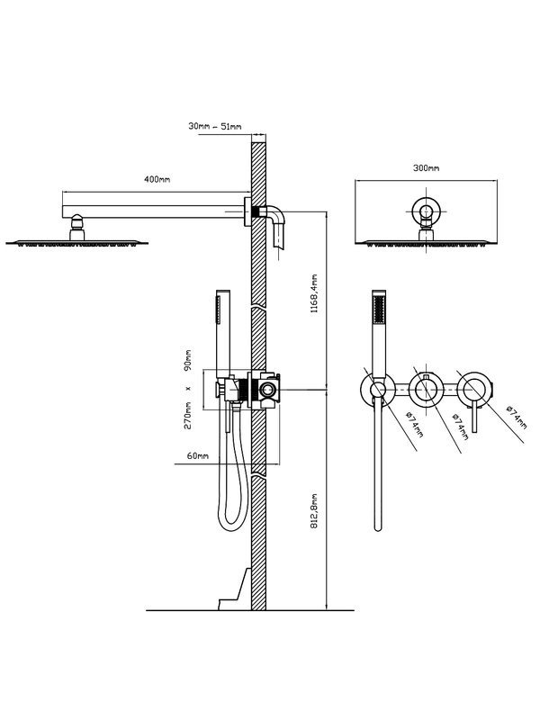 Душевой комплект Vincea Groove VSFW-4G01BG4 С ВНУТРЕННЕЙ ЧАСТЬЮ, брашированное золото