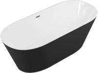 Акриловая ванна Grossman Forta GR-1503MB 170x75 см, отдельностоящая, черная, овальная, со сливом-переливом, с донным клапаном