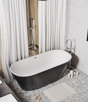 Акриловая ванна Grossman Forta GR-1503MB 170x75 см, отдельностоящая, черная, овальная, со сливом-переливом, с донным клапаном