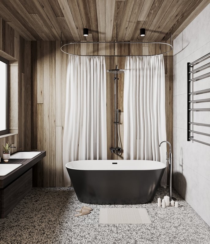 Акриловая ванна Grossman Forta GR-1503MB 170x75 см, отдельностоящая, черная, овальная, со сливом-переливом, с донным клапаном