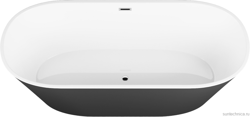 Акриловая ванна Grossman Forta GR-1503MB 170x75 см, отдельностоящая, черная, овальная, со сливом-переливом, с донным клапаном