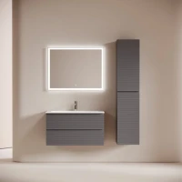 Мебель для ванной комнаты Sancos Folk 90 подвесная, grey soft, раковина СN7019