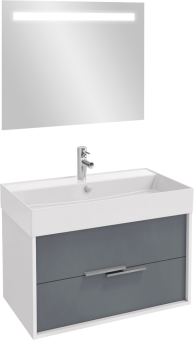 Мебель для ванной Jacob Delafon Vivienne 80 белая блестящая, серый матовый, раковина белая