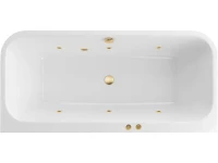 Акриловая ванна Excellent Arana Soft 180x85 см, встраиваемая, с гидромассажем, белая, с каркасом, со сливом-переливом, фурнитура золото