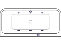 Акриловая ванна Excellent Arana Soft 180x85 см, встраиваемая, с гидромассажем, белая, с каркасом, со сливом-переливом, фурнитура золото