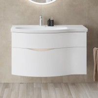 Тумба с раковиной KERAMA MARAZZI Riva 100, левая подвесная, белая матовая